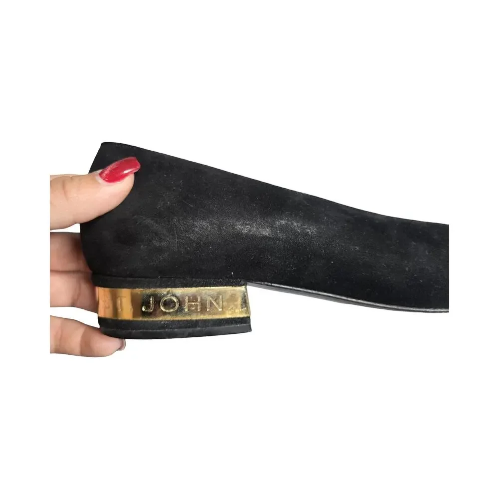 St.John‎ Vintage Womens Black Suede Shoes Pumps Made In Italy Size: 7.5